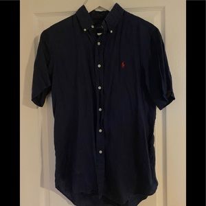 Navy Ralph Lauren Short Sleeve Button Down Shirt
